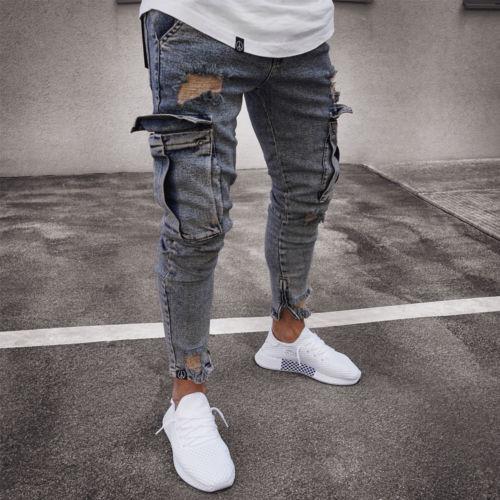 Men's Cargo Hole Denim Jeans