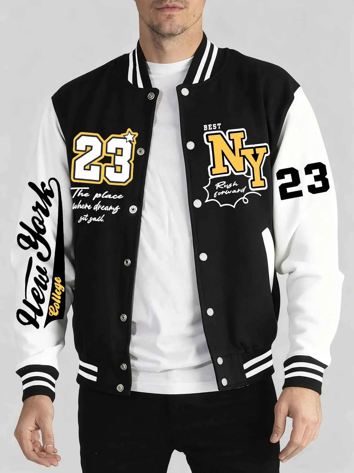 New York Art Letter 23 Print Man Veste Sport Loose Clothing Autumn Winter Baseball Jersey Warm Trendy Jacket Fashion Street Top