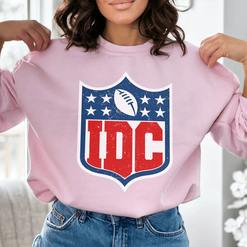 "IDC" – Funny Game Day Football Crewneck Sweatshirt